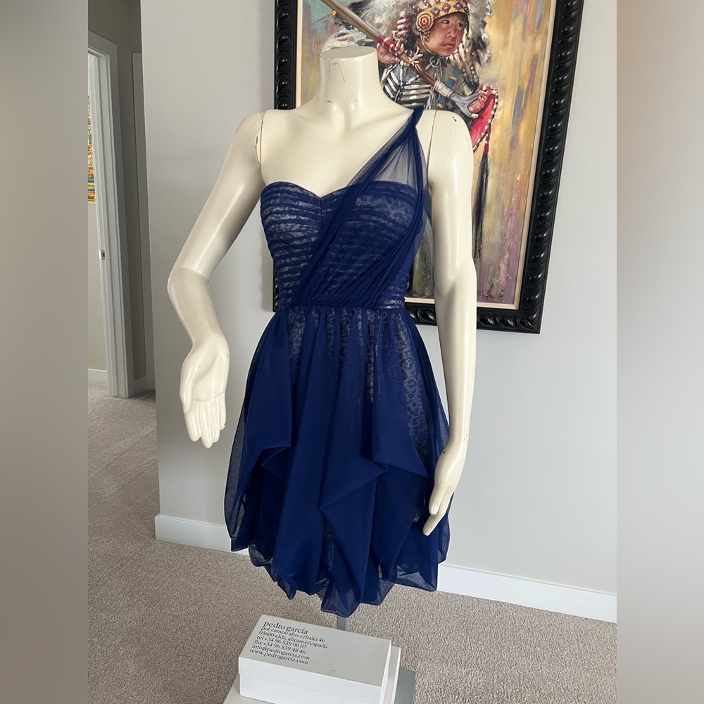 BCBGMAXAZRIA Dark Cobalt “Roe” One-Shoulder Dress | Size 2 | New Without Tags - Picture 6 of 15